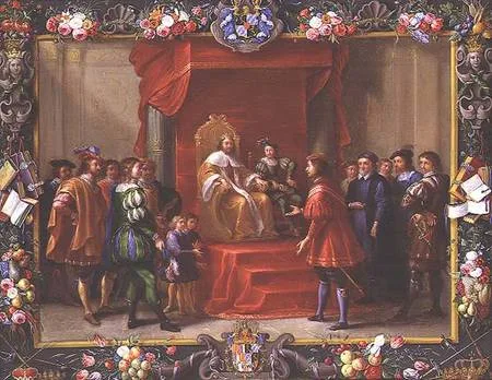 Luigi Primo, Guillaume-Raymond Moncada visiting the King of Aragon possibly Charles