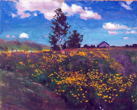 Arkady Rylov, Blooming Meadow. A Study