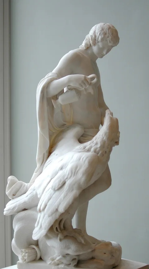 Pierre Julien, Ganymède versant le nectar à Jupiter changé en aigle, Julien