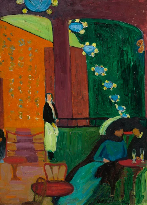 Erma Bossi, Interior with three Figures in the Café