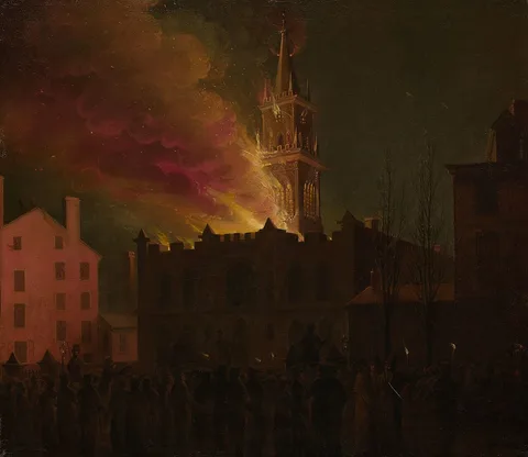 John Lewis Krimmel, Conflagration of the Masonic Hall, Chestnut Street, Philadelphia, Pennsylvania