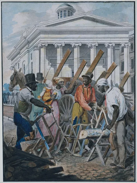 John Lewis Krimmel, Black Sawyers Working in front of the Bank of Pennsylvania, Philadelphia