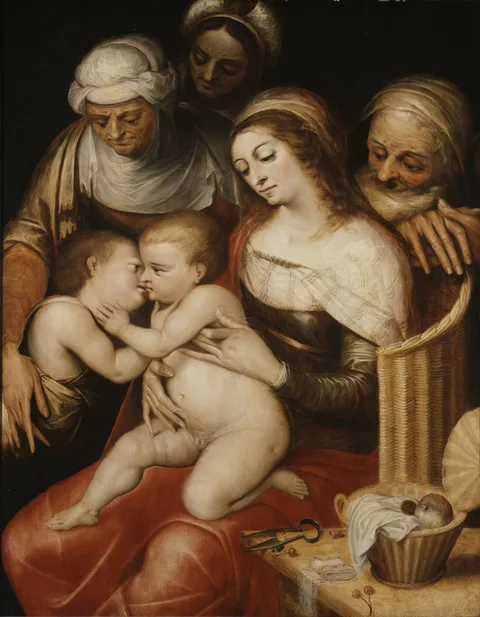 Chrispijn van den Broeck, Holy Family with Saint Anne, Saint Elisabeth and Saint John the Baptist