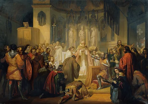 Ludovico Lipparini, Vittore Pisani receives Holy Communion before taking command of an expedition against the Genoese