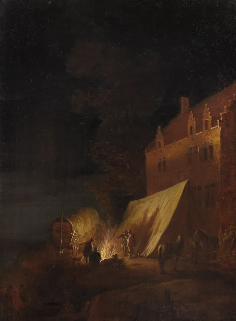 Robert van den Hoecke, Bivouac in front of a building