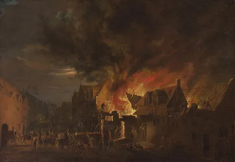 Robert van den Hoecke, Archduke Leopold Wilhelm at a nocturnal fire