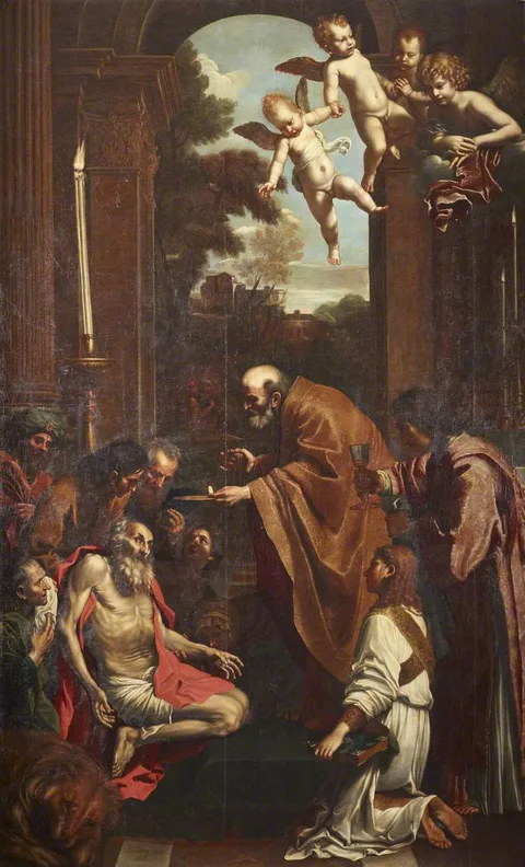 Juan Antonio de Ribera, The Last Communion of Saint Jerome (after Domenico Zampieri Domenichino)