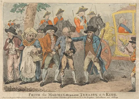 Isaac Cruikshank, Frith the Madman Hurling Treason at the King