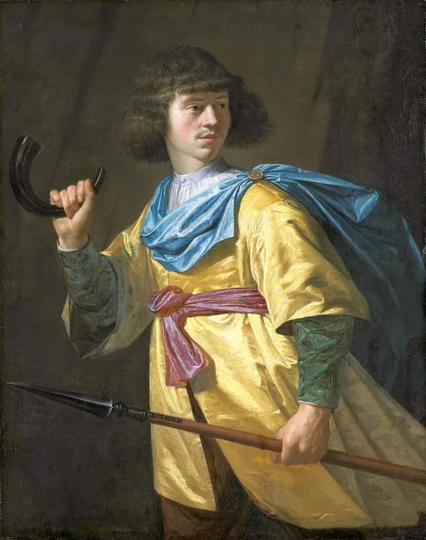 Peter Danckerts de Rij, Portrait of a young man with a javelin and a hunting horn