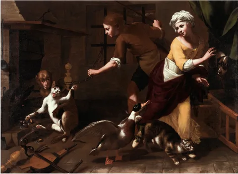 Tommaso Salini, A Fable from Aesop: The Cat, the Monkey and the Chestnuts