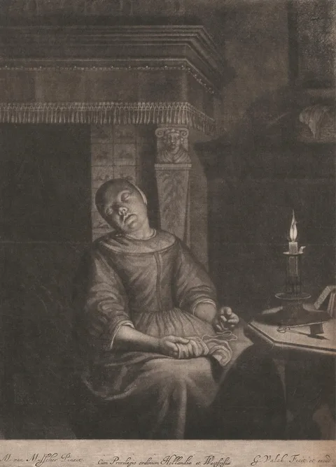 Gerard Valck, The Seated Sleeping Seamstress