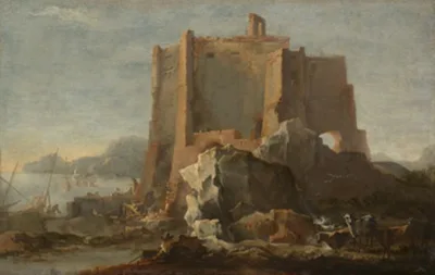 Domenico Gargiulo, Landscape with Rock and Fortress