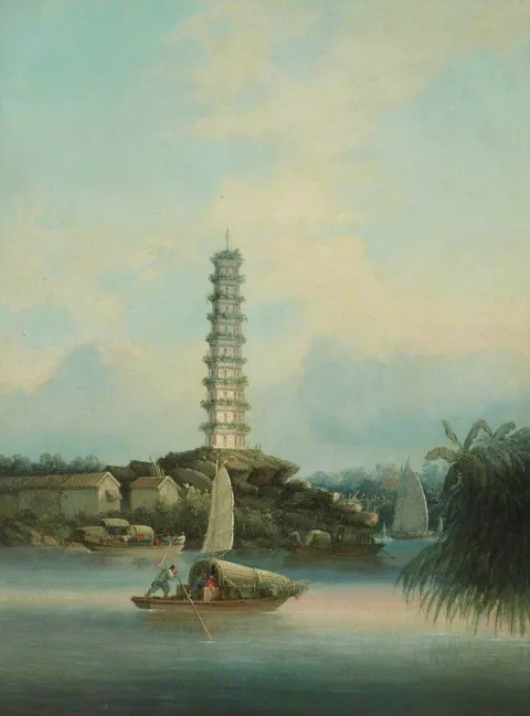 William Alexander, Chinese Scene with Pagoda and Junks