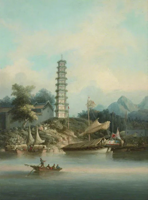 William Alexander, Chinese Scene with Pagoda and Boats