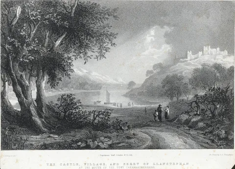 Godefroy Engelmann the Elder, The Castle, village, and ferry Of Llanstephan at the mouth of the Towy, Caermarthenshire