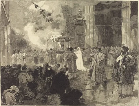 Daniel Vierge, Les Fêtes de Sainte-Jacques de Compostelle: La Procession des Réliques