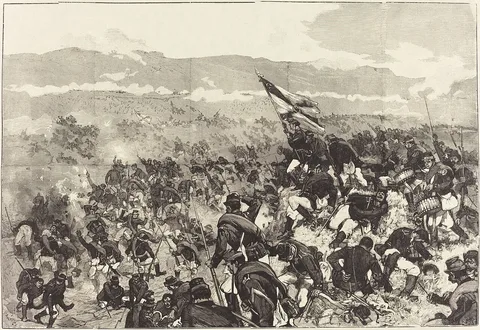 Daniel Vierge, Bataille de Plevna.  Le 30 Juillet, Attaque des Hauteurs...