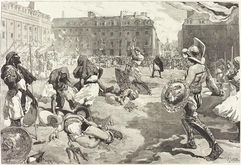Daniel Vierge, Les Fêtes de Rennes.  La grande Cavalcade Romaine