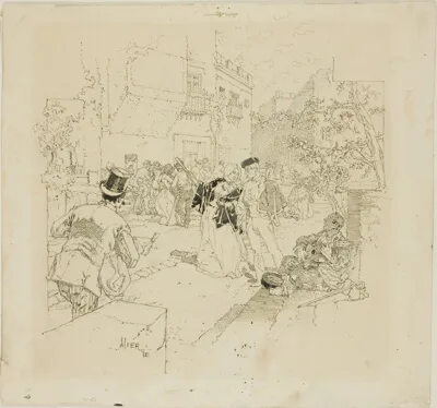 Daniel Vierge, Street Scene