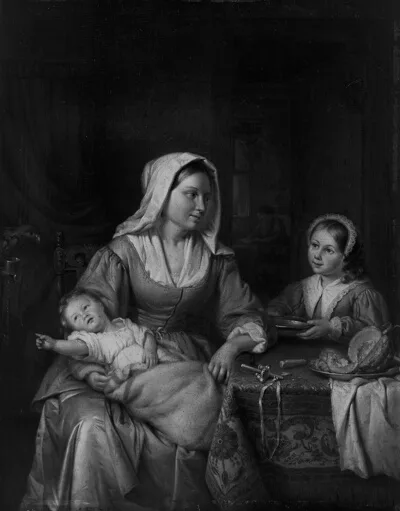 Adriaan de Lelie, Mother and Two Children with Still Life
