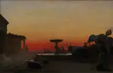 Hans Jørgen Hammer, A Square in Ariccia, Italy. After Sunset