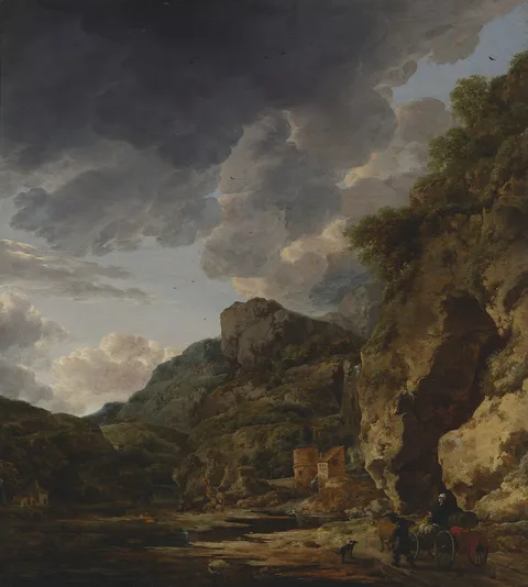 Willem Schellinks, Mountain Landscape with River and Wagon