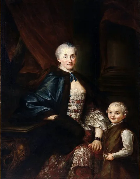 Augustyn Mirys, Portrait of Konstancja Poniatowska with her son Michał.