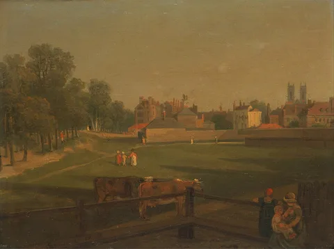 George Arnald, A Western View of part of Westminster and Bird Cage Walk taken from the Mill House...,