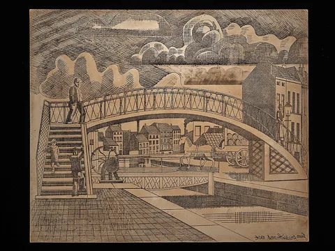 Jean Brusselmans, Near a canal (bridge and horse)