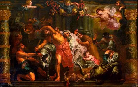David Teniers III, The Eucharist overcoming pagan sacrifices