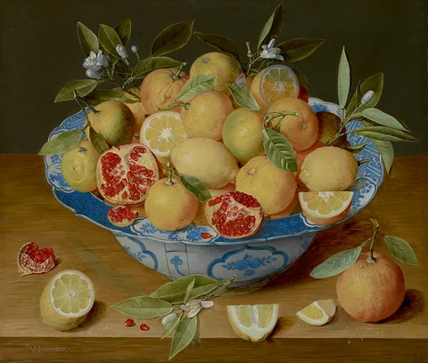 Jacob van Hulsdonck, Still Life with Lemons, Oranges and a Pomegranate