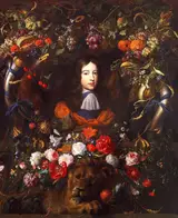 Johannes van der Meer, Flower garland with portrait of William III of Orange, aged 10