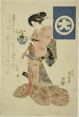 Kuniyasu, Beauty representing autumn, from an untitled series of beauties representing the four seasons