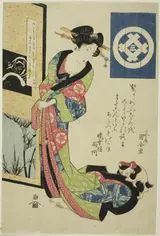 Kuniyasu, Beauty representing winter, from an untitled series of beauties representing the four seasons