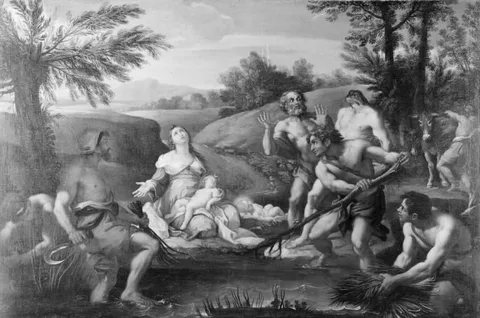 Hendrick Krock, Latona forvandler Licias hyrder til frøer. Motiv fra Ovids "Metamorfoser", VI sang