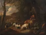 Adriaen Cornelisz Beeldemaker, Hunter with hounds at the edge of a wood