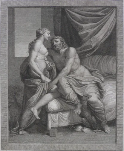 Pietro Bettelini, Jupiter coaxes his wife, Juno into the marriage bed (after Caracci, Annibale)