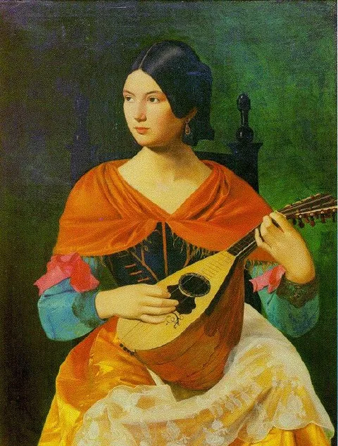Vjekoslav Karas, Roman woman playing a mandolin