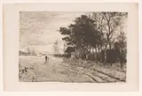 Théodore Verstraete, Gezicht op een landweg met huizen erlangs
