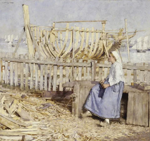 Henry Herbert La Thangue, The Boat Builder's Yard, Cancale, Brittany