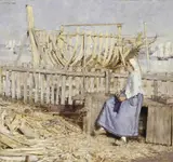 Henry Herbert La Thangue, The Boat Builder's Yard, Cancale, Brittany