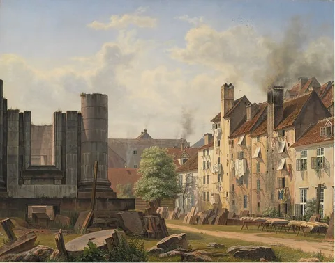 Frederik Sødring, View of the Marble Square with the Ruins of the Uncompleted Frederik's Church