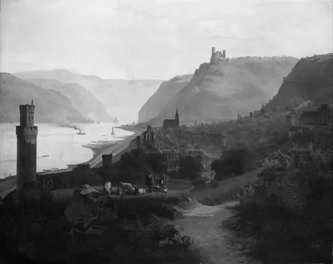 Frederik Sødring, View of Oberwesel and the Rhine. Germany