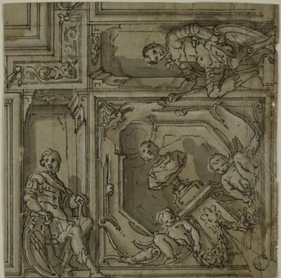 Lazzaro Tavarone, Design for Corner of a Ceiling Decoration