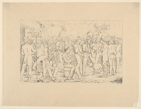 Adalbert J. Volck, Enlistment of Sickles' Brigade, New York (from Confederate War Etchings)