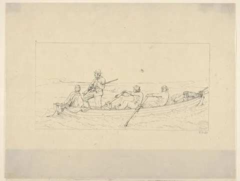 Adalbert J. Volck, Marylanders Crossing the Potomac to Join the Southern Army (from Confederate War Etchings)