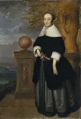 Isaack Luttichuys, Portrait of a Young Woman Standing at a Parapet
