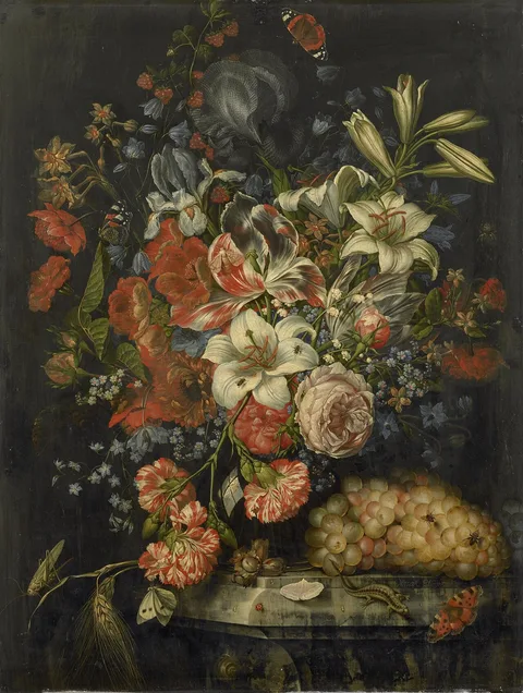 Ottmar Elliger, Still life with flowers and fruit