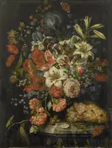 Ottmar Elliger, Still life with flowers and fruit
