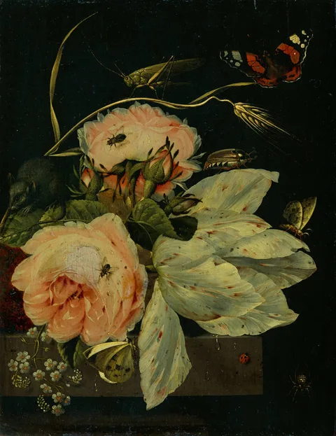 Ottmar Elliger, Flower piece with butterflies